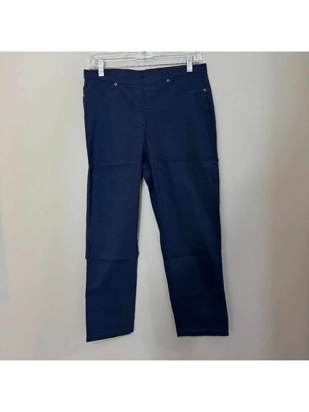 Women's Basic Edition High Rise Elastic Waist Pull on Pants. Navy Size Medium